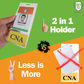 CNA BadgeBottoms 2 in 1 badge holder with two separate compartments for CNA name tag and ID Badge Holder 