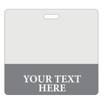 horizontal clear badge buddy ready for your title to be added (dark gray border)