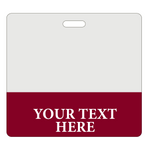 horizontal clear badge buddy ready for your title to be added (maroon border)