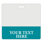 horizontal clear badge buddy ready for your title to be added (teal border)