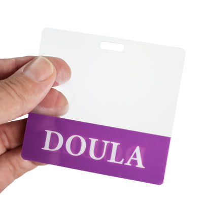 Clear DOULA Badge Buddy - Horizontal Nurse ID Badge Backer - Double Sided Print