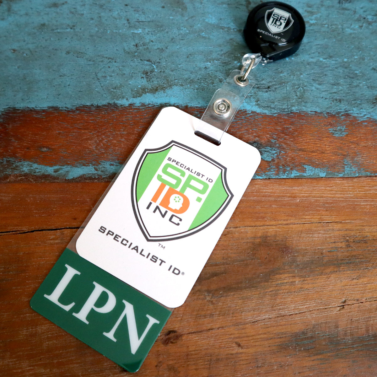 Clear LPN Badge Buddy Vertical with Green Border for Licensed Practical Nurses