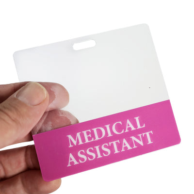 Clear MEDICAL ASSISTANT Badge Buddy - Horizontal Nurse ID Badge Backer - Double Sided Print