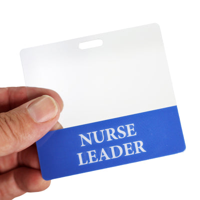 Clear NURSE LEADER Badge Buddy - Horizontal Nurse ID Badge Backer - Double Sided Print