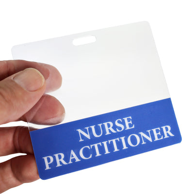 Clear NURSE PRACTITIONER Badge Buddy - Horizontal Nurse ID Badge Backer - Double Sided Print