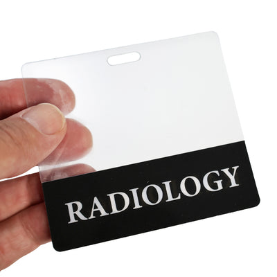 Clear RADIOLOGY Badge Buddy - Horizontal Nurse ID Badge Backer - Double Sided Print