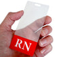 Clear Vertical RN Badge Buddy with Red Border - Double Sided Print ID Badge Backer for Registered Nurses