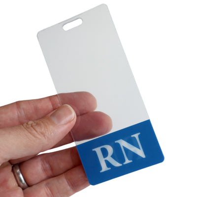 Clear RN Badge Buddy Vertical with Color Border for Registered Nurses - Double Sided Print