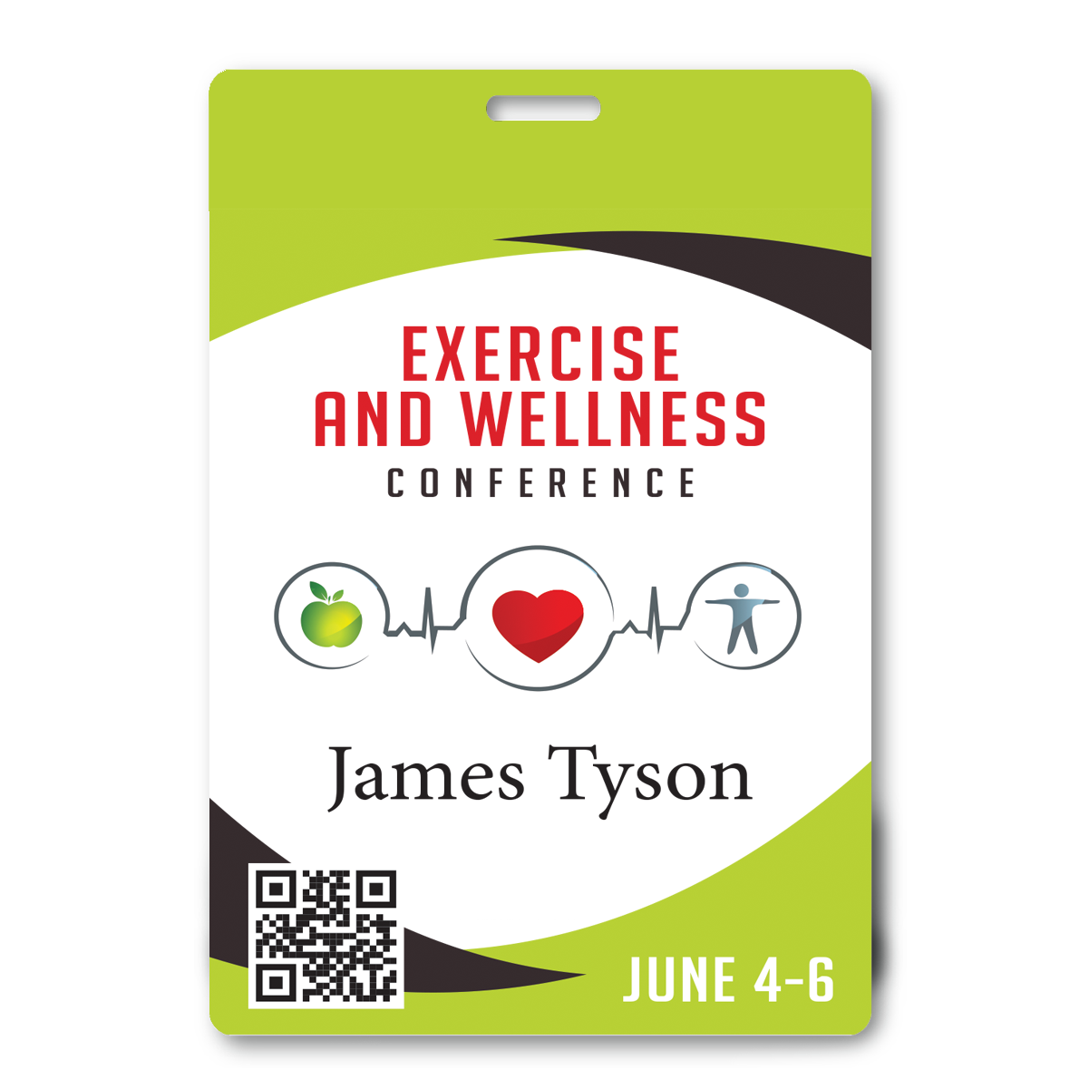 Custom 3x5 Event Badge - Add Your Business Information QR Code - Slot Hole Punch Ready