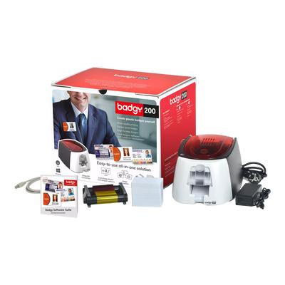 Evolis Badgy200 Single Sided ID Card Printer with Supplies