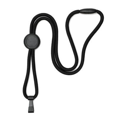 Round Heavy Duty  "No-Twist" Breakaway Black Lanyard w/ Slider (P/N FF-34H-BLK)