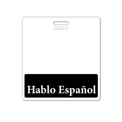 Oversized "Hablo Español" Badge Buddy Horizontal - ID Badge Backer for Retail, Hospital, Warehouse Employees