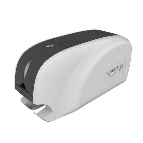 IDP Smart-31S Single Sided Direct-to-Card ID Card Printer with a white and black design, labeled "Smart 31. Sold by Specialist ID.