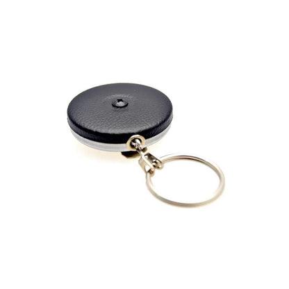 A durable key reel, this Key-Bak #5B Self Retracting Heavy Duty Key/Badge Reel comes with a metal key ring attached.