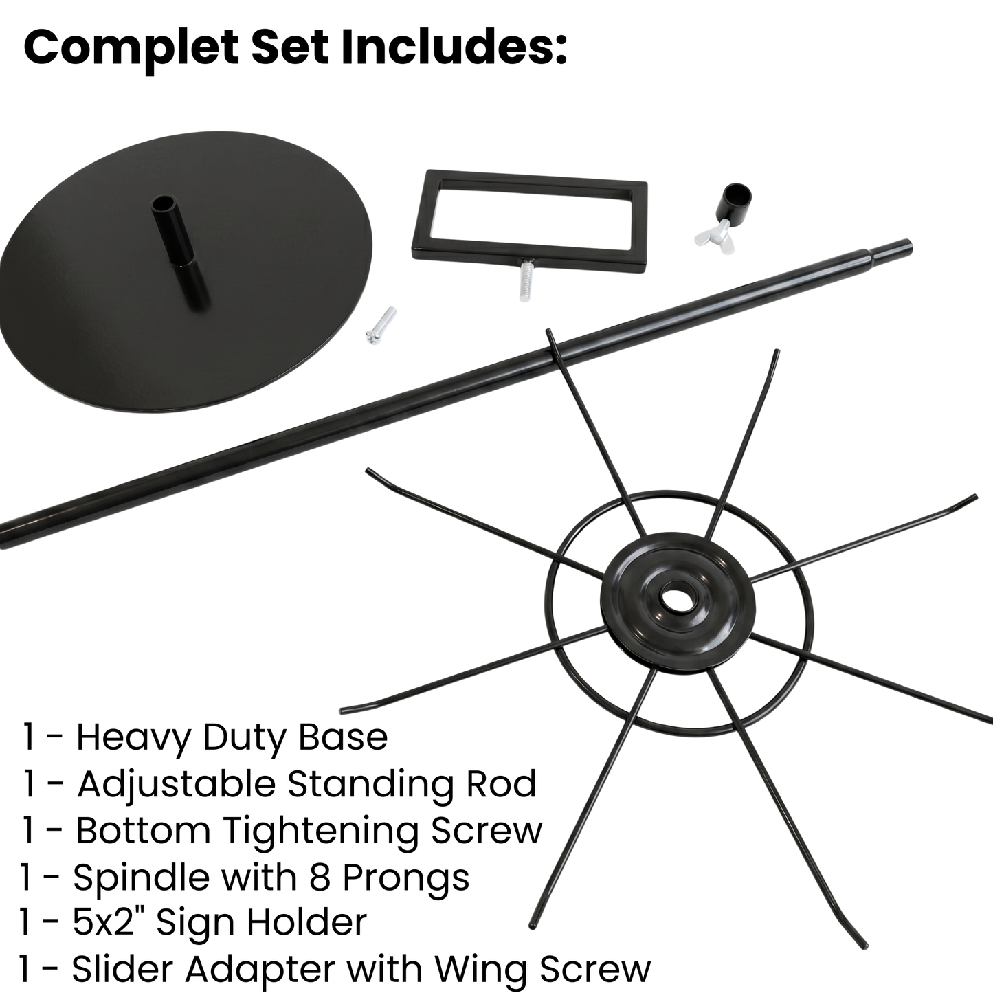 Included parts for SPID-8660 lanyard display stand