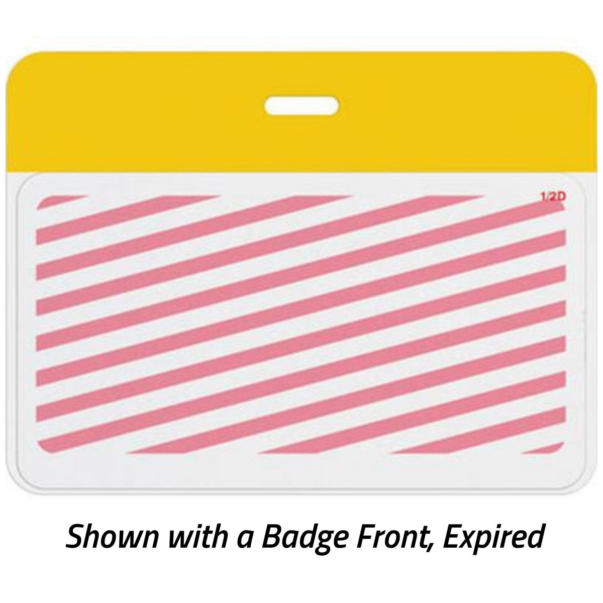 TEMPbadge T5902AL Yellow Bar Self-Expiring Badge Back, Large Clip-On, expired state