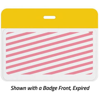 TEMPbadge T5902AL Yellow Bar Self-Expiring Badge Back, Large Clip-On, expired state