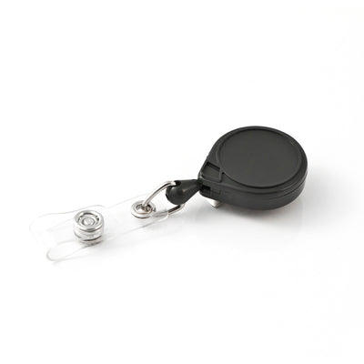 MINI-BAK Black Retractable Reel with 36” Nylon Cord, Vinyl ID Strap and Standard Belt Clip #57