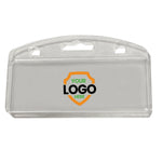 customizable half card badge holders for brand identity - add your logo to personalize for staff, clients and more