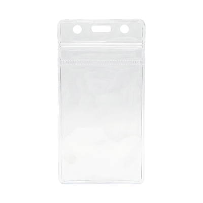 Clear Vinyl Vertical Zipper Badge Holder - Ultra Snug Fit (SPID-1740)
