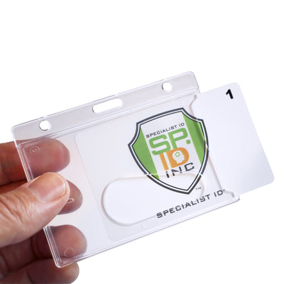 Horizontal Side-Load Hard Plastic Badge Holder with Thumb Notch (726-CT1)