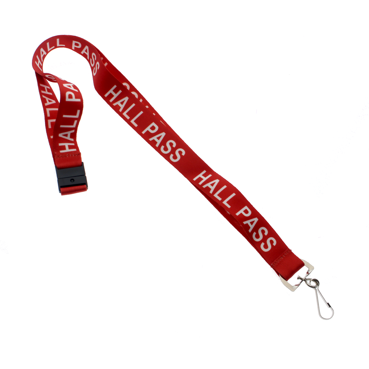 Red "Hall Pass" Breakaway Lanyard With Swivel Hook (SPID-2190) SPID-2190-RED