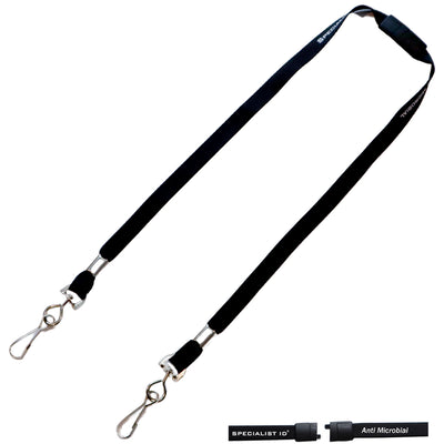 Antimicrobial Lanyard with Two Clips - Short Length Double Clip Lanyard with Safety Breakaway - 25 Inch Perfect Size for Students & Adults (SPID-2360)
