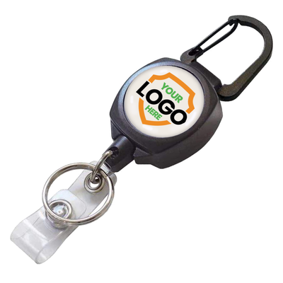 Custom Compact Key-Bak Retractable Carabiner ID Badge Reel with Key Ring and Your Logo