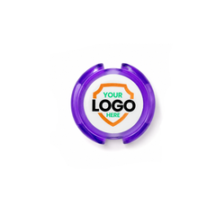Custom Stethoscope ID Tags—white and purple with a shield design and "YOUR LOGO HERE"—perfect for medical staff identification. Upload your logo to personalize for unique stethoscope tag needs.