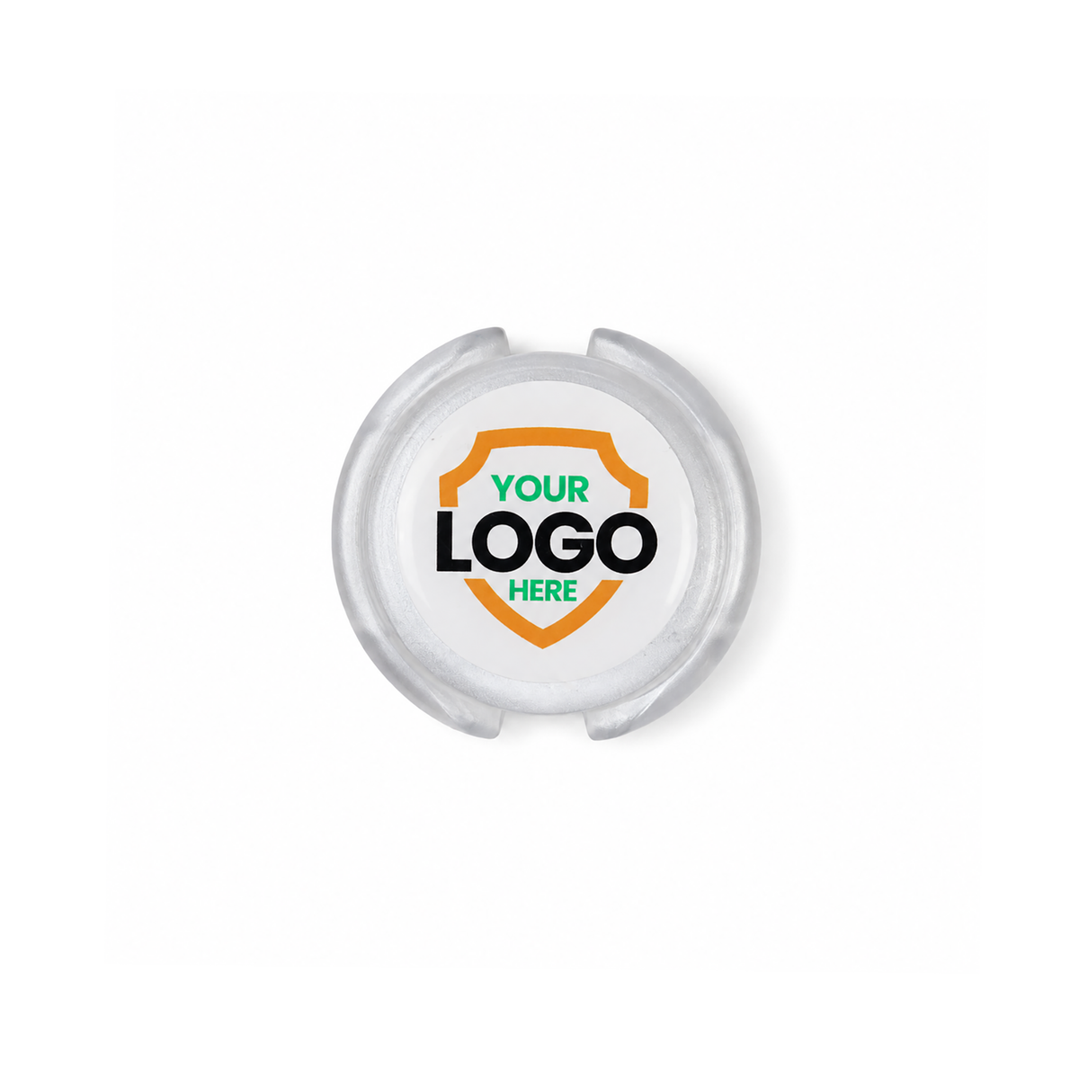 SPID-3820-CLEAR-DOME Translucent White / Dome label - A white circle with "YOUR LOGO HERE", perfect for Custom Stethoscope ID Tags - Upload Your Logo to Customize. Sold by Specialist ID.