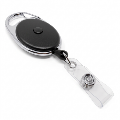 Carabiner Locking Badge Reel with Push Button Cord Release - SPID-3530