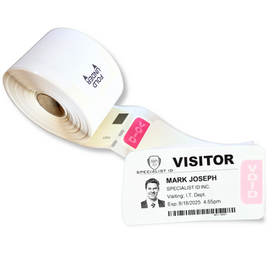 Printable Expiring Visitor Badge Roll Stickers for Thermal Printers (SPID-8340)