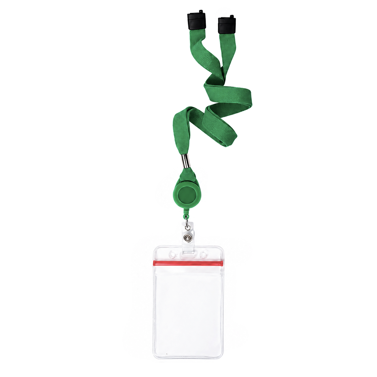 SPID-9101-GREEN Green - Cruisin Through Life™ retractable badge reel lanyard in green with a clear resealable zip holder (SPID-9101-GREEN)