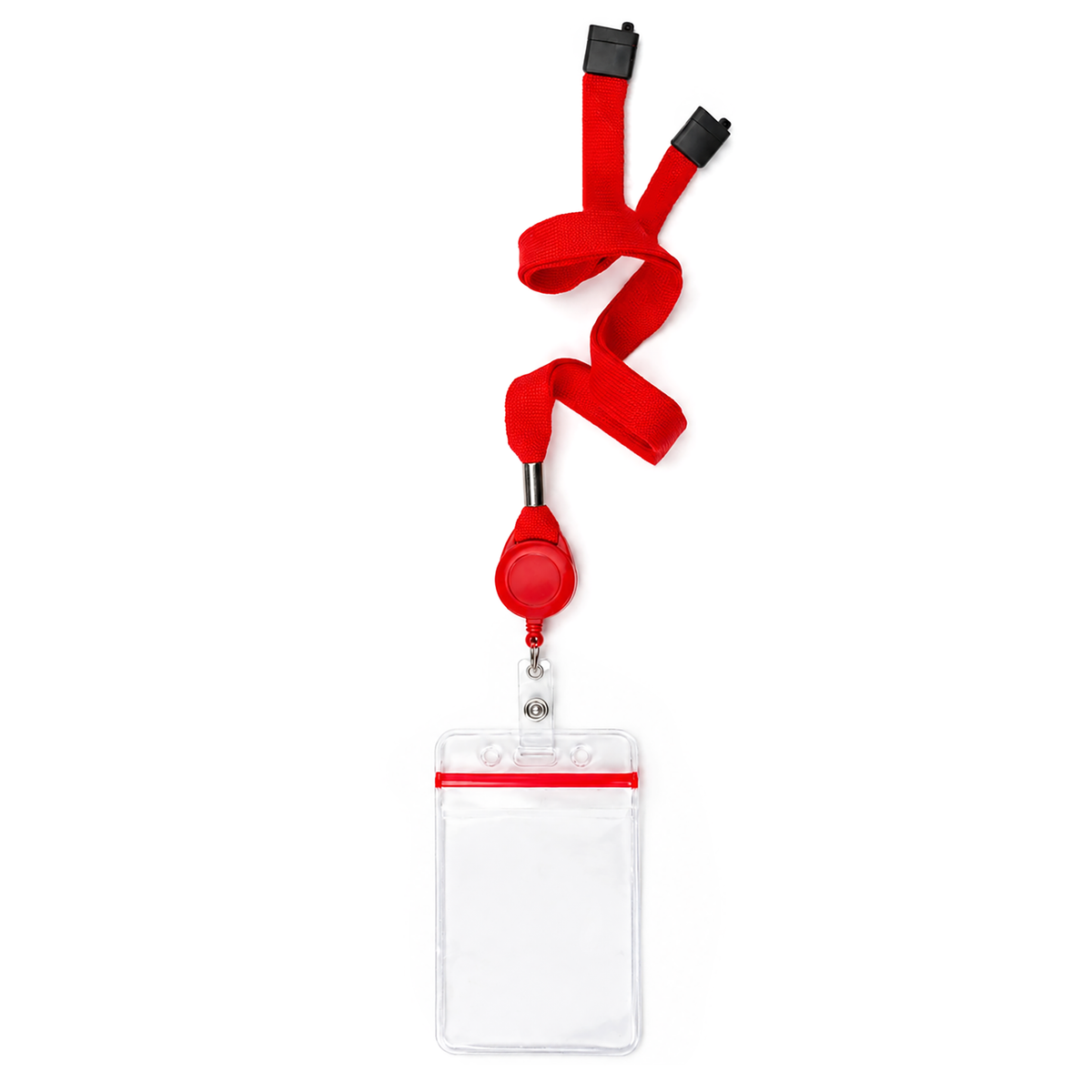 SPID-9101-RED Red - Red Cruisin Through Life™ Retractable Badge Reel Lanyard (SPID-9101) with a retractable badge reel and a resealable zip holder.