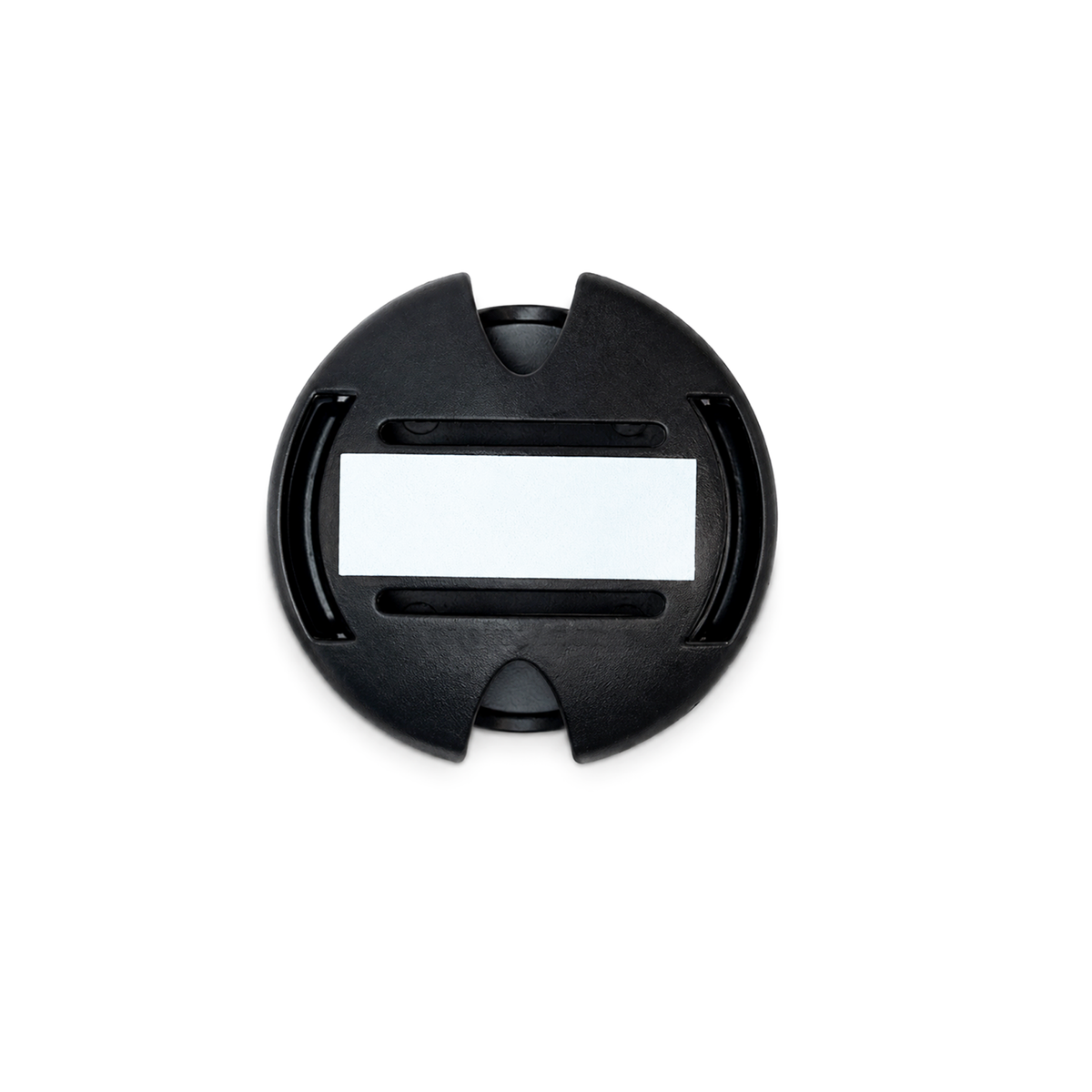 A black Stethoscope ID Tag Cover with a writable white rectangular surface (SPID-3820) is shown on a white background, resembling a customizable stethoscope tubing identifier.
