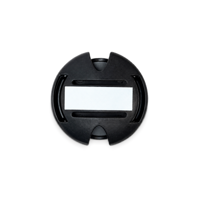 A black Stethoscope ID Tag Cover with a writable white rectangular surface (SPID-3820) is shown on a white background, resembling a customizable stethoscope tubing identifier.