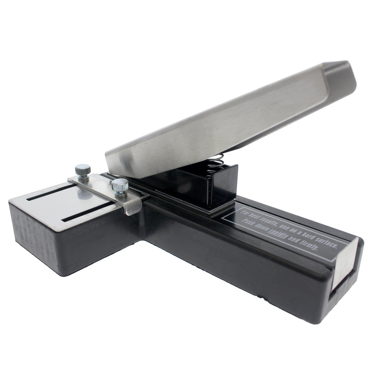 Heavy Duty Stapler Style ID Badge Slot Hole Punch (Rectangle) - with Adjustable Guides and Non-Skid Base for PVC & Plastic and Laminated Paper Cards