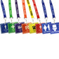 Assorted School Hall Pass Lanyards color matched with 6 various color card passes - Boy Restroom, Nurse, Library, Hall, Office, Girl Restroom, Unisex Restroom, Toilet Restroom