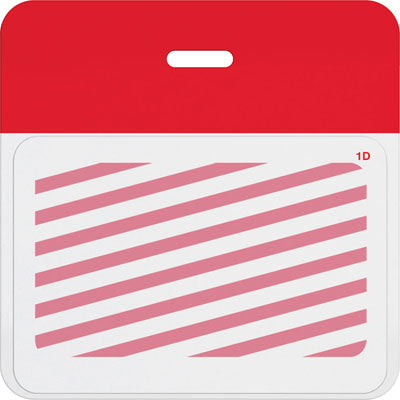 TEMPbadge T2020 one-day inkjet printable expiring badge front, second view showing the expired red indicator