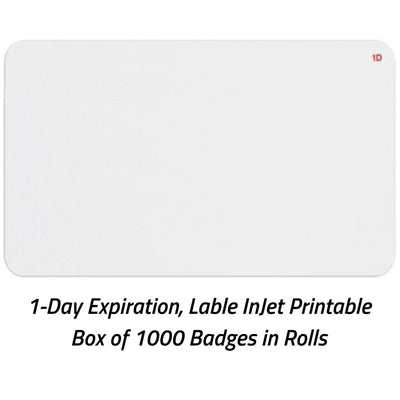 TEMPbadge T2020L Expiring Badge Front, 1-Day, Large Inkjet Roll, Box of 1,000