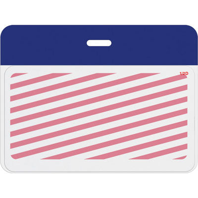 TEMPbadge T5904AL reflex blue bar badge back shown after expiration with the red expired indicator visible