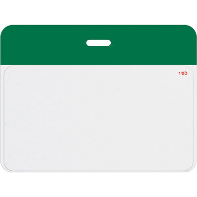 TEMPbadge T5905AL large clip-on self-expiring badge back with a printed green header bar