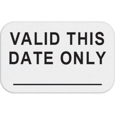 TEMPbadge T7021 one-day adhesive self-expiring token badge printed VALID THIS DATE ONLY