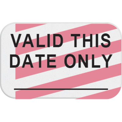 TEMPbadge T7021 adhesive expiring token badge shown after expiration with the red expired indicator visible