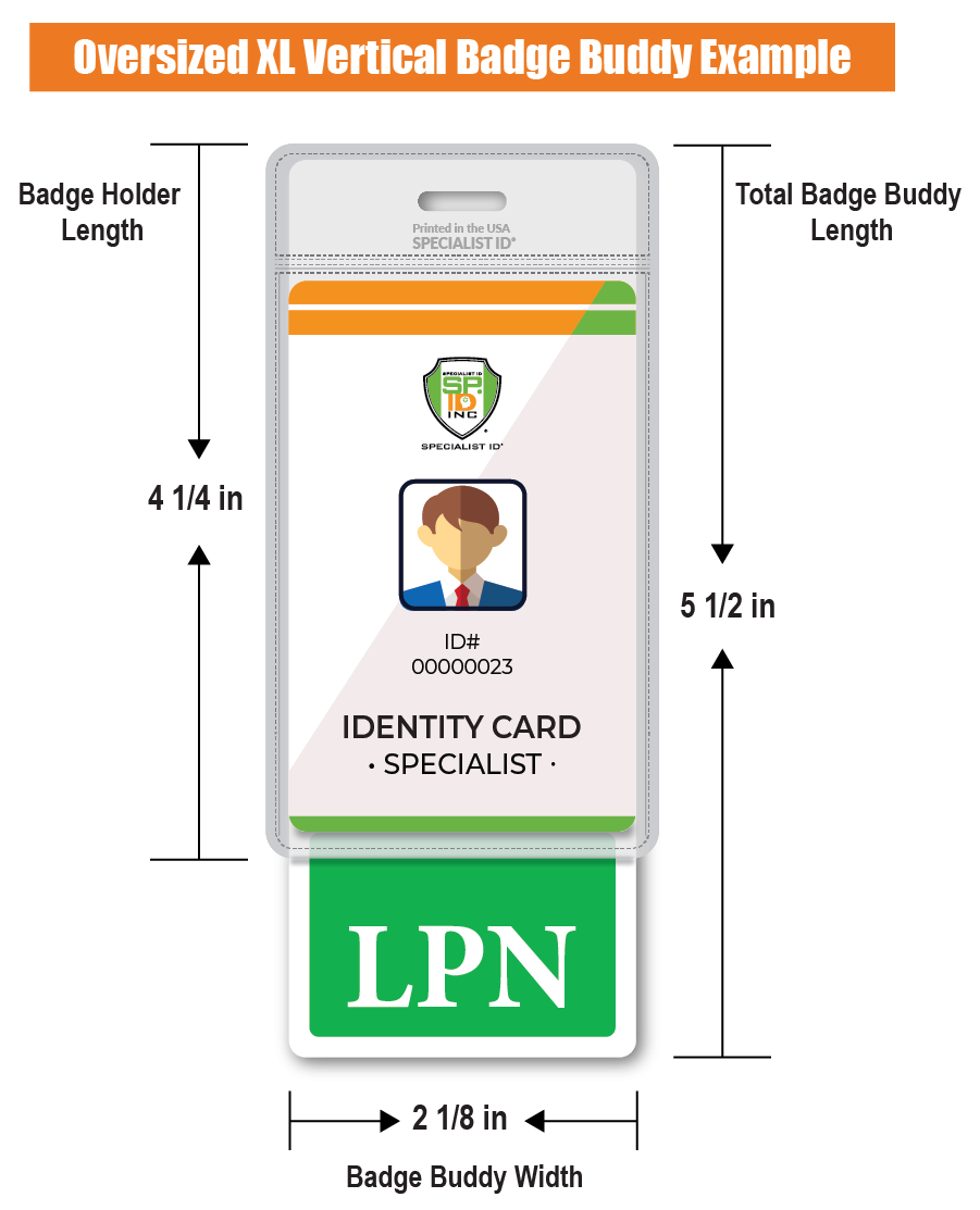 Oversized LPN Badge Buddy - Extra Large Badge Buddies for Licensed Practical Nurses - Vertical Hospital ID Badge Backer