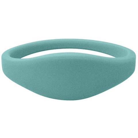 Aqua silicone U-Band MIFARE Classic 1K access wristband. Sold by Specialist ID.