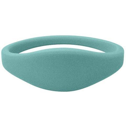 Aqua silicone U-Band MIFARE Classic 1K access wristband. Sold by Specialist ID.
