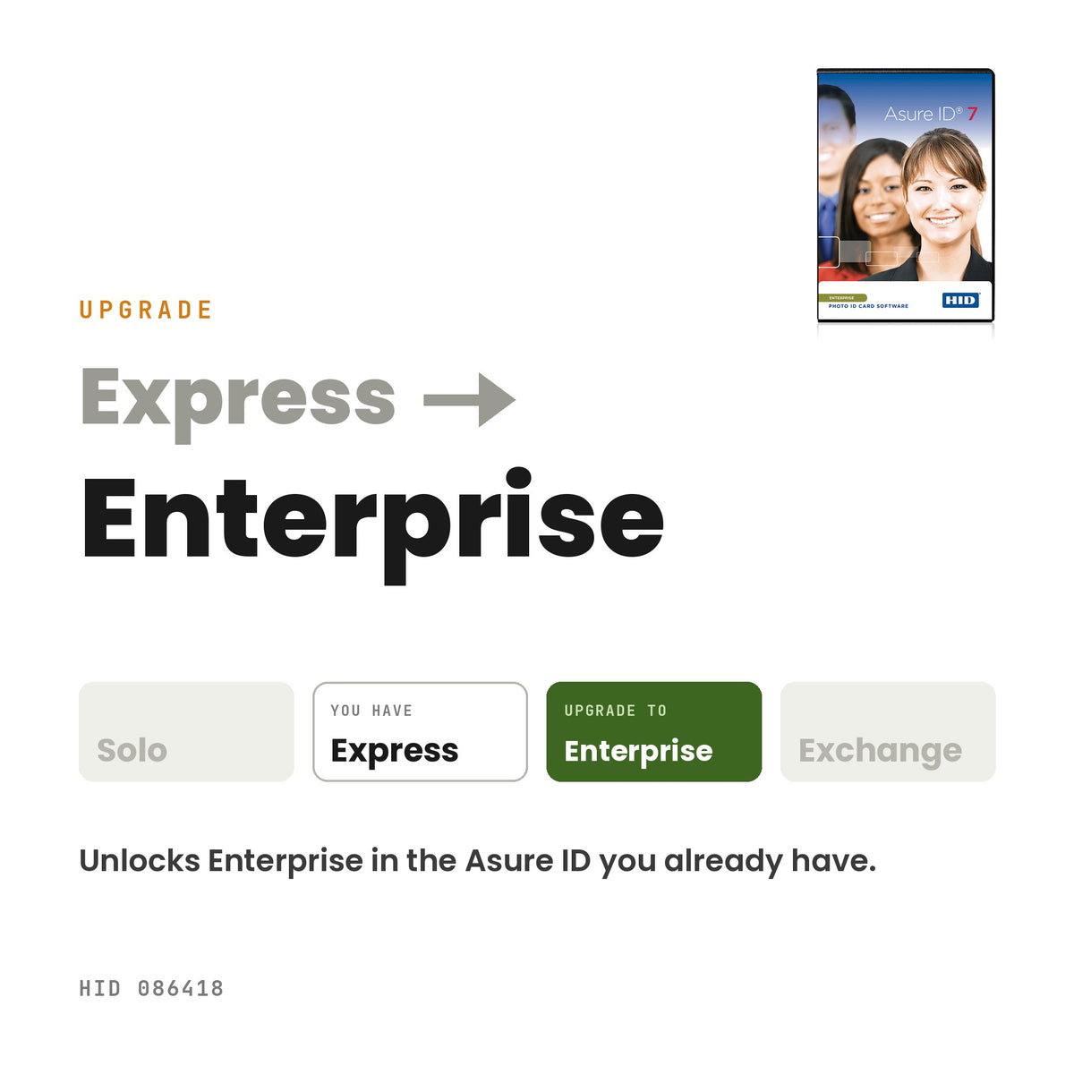 Asure ID upgrade from Express to Enterprise, HID 086418