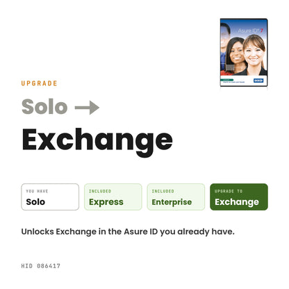 Asure ID upgrade from Solo to Exchange, HID 086417