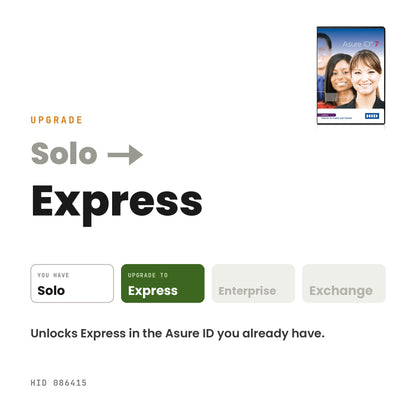 Asure ID upgrade from Solo to Express, HID 086415